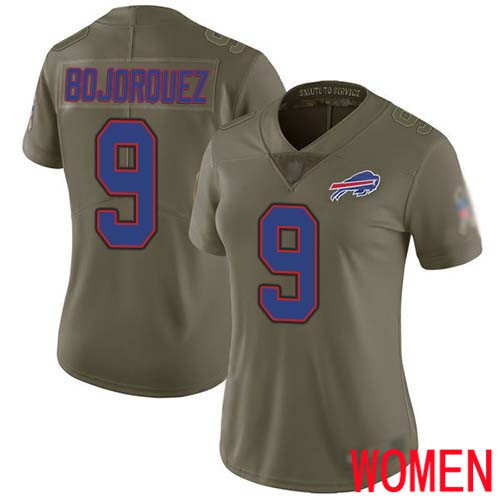 Women Buffalo Bills #9 Corey Bojorquez Limited Olive 2017 Salute to Service NFL Jersey